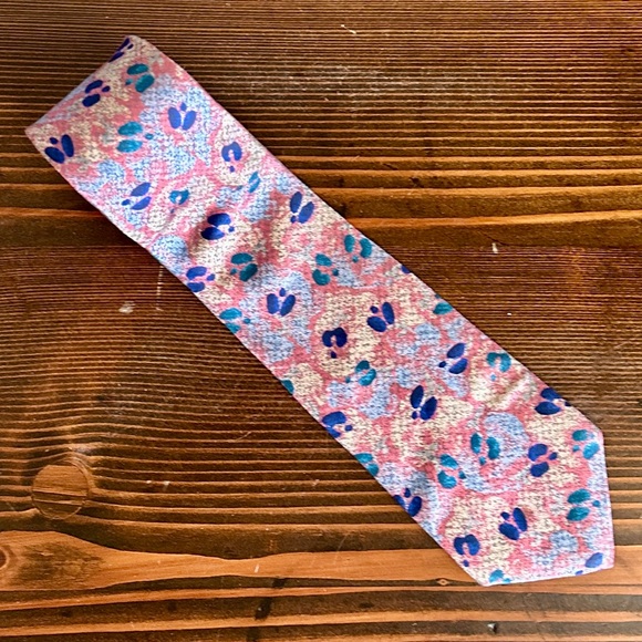 Vintage Fendi Roma Silk Neck Tie Abstract Print Italian Designer Made in Italy